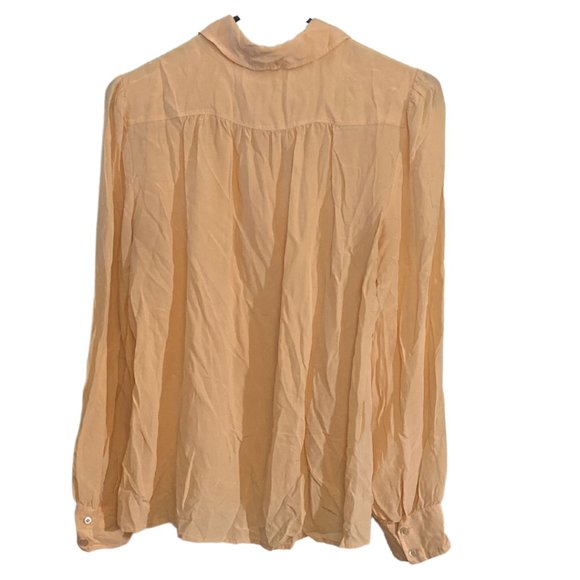 J. Crew 100 % Silk Peach pink button down shirt sz 8 - Picture 3 of 5
